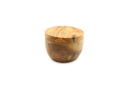 Olive wood salt and pepper keeper with a classic design