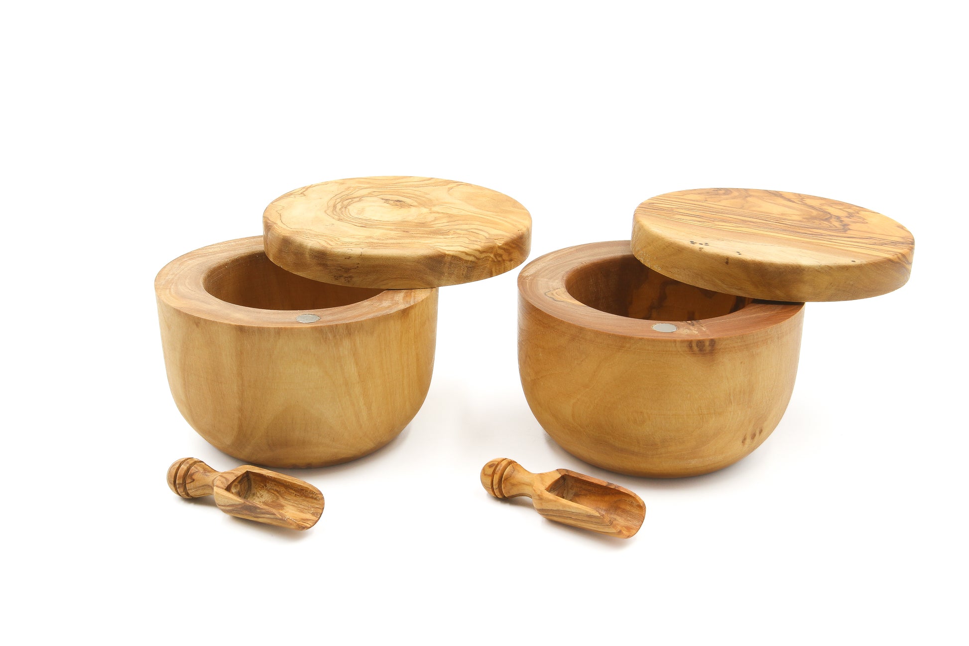 Eco-friendly salt and pepper storage made from olive wood