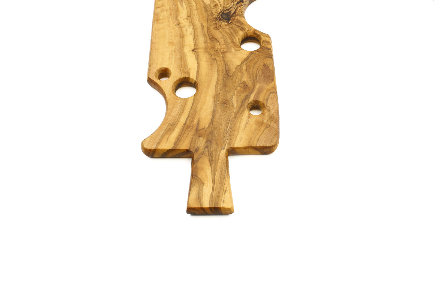 Distinctive olive wood cheese board featuring a cheese motif