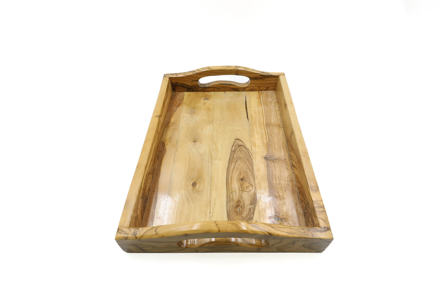 Elegance Meets Convenience: Rectangular Olive Wood Serving Tray with Handles