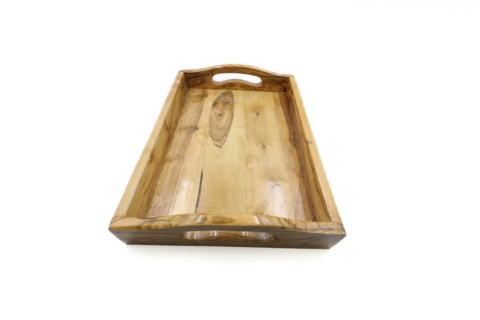 Stylish Olive Wood Serving Tray: Rectangular Design with Handy Handles