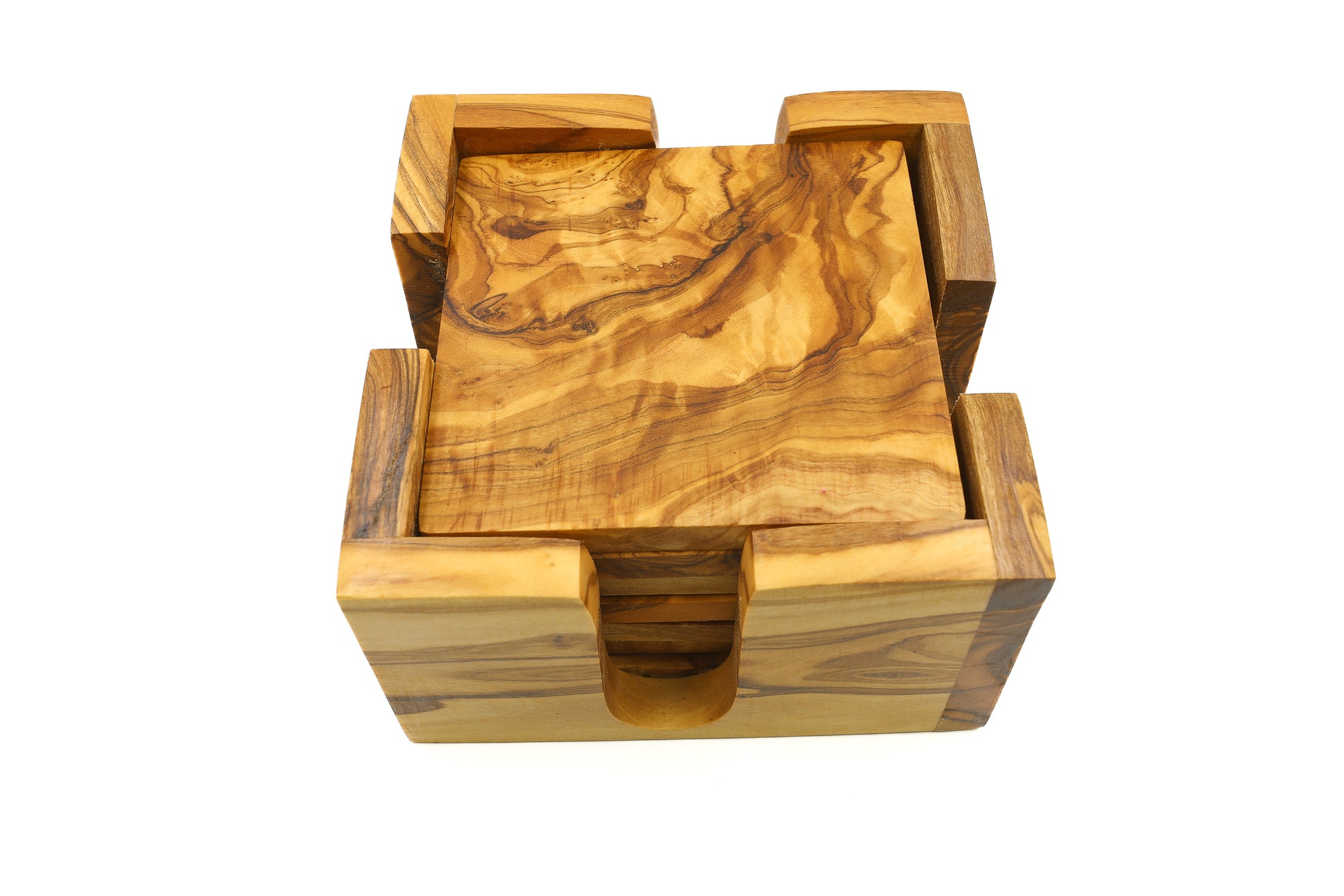 Olive wood coaster and trivet with a classic design
