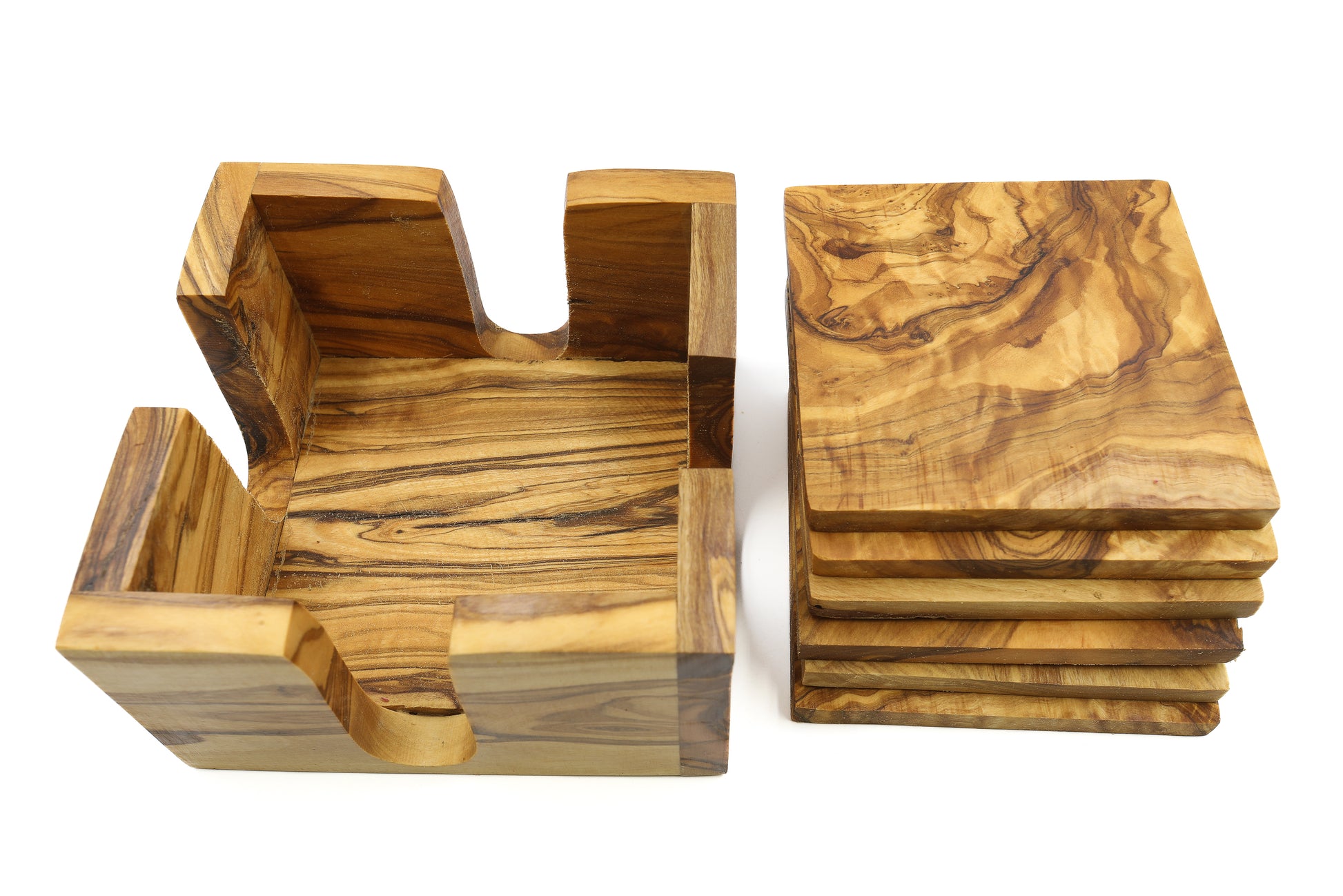 Eco-Chic Olive Wood Coasters and Table Protection Trivet