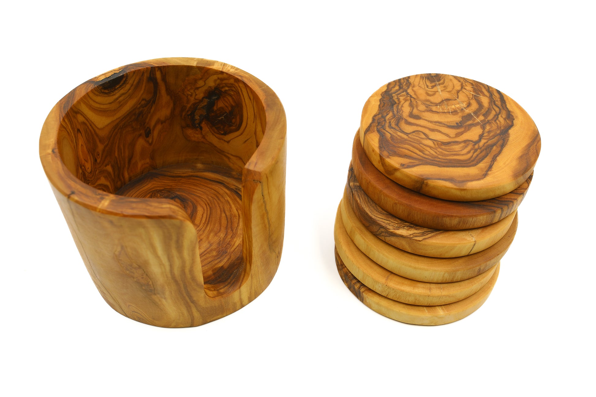 Handmade Olive Wood Table Coasters and Heat-Resistant Trivet