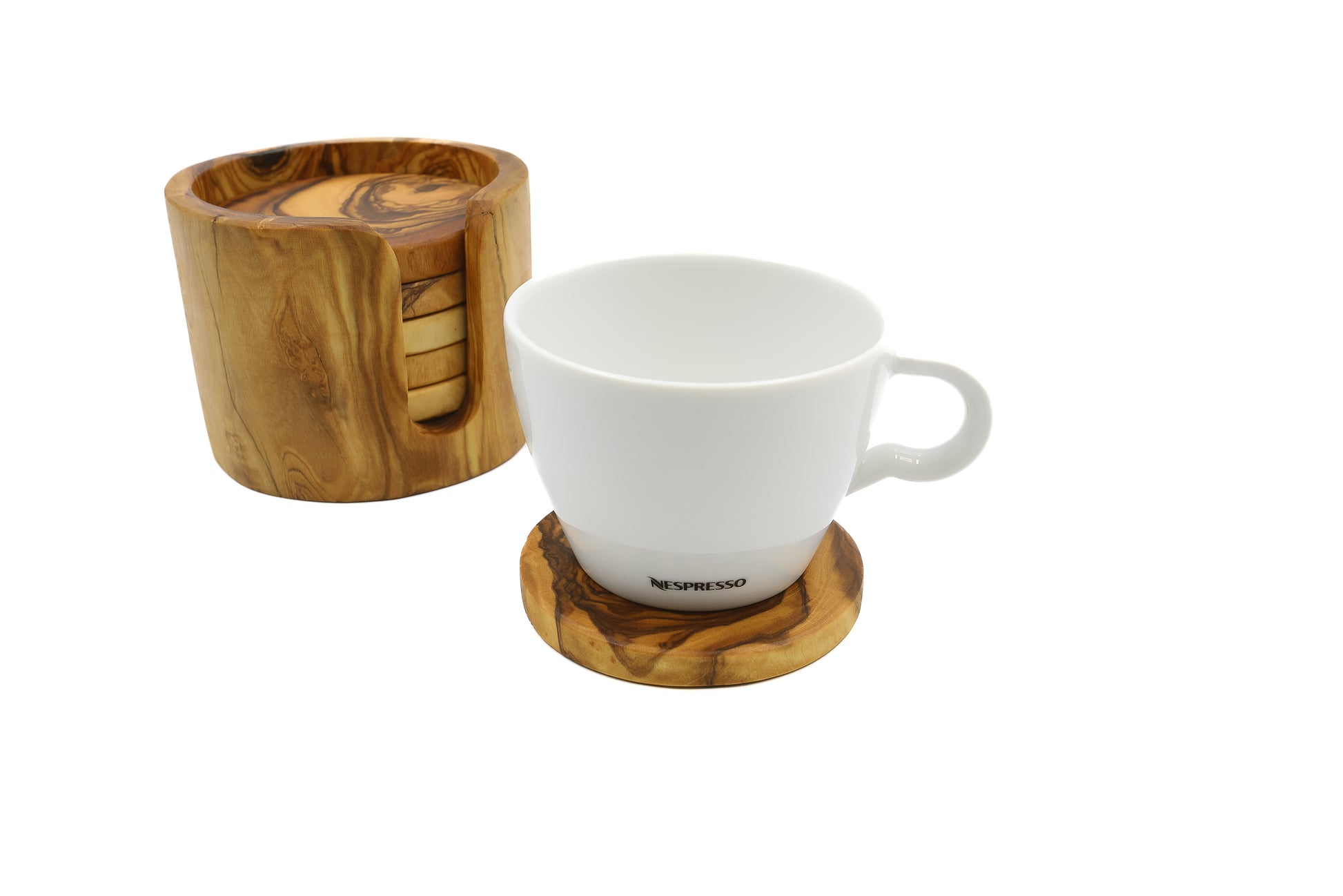 Artisan-made wooden coaster and trivet in beautiful olive wood