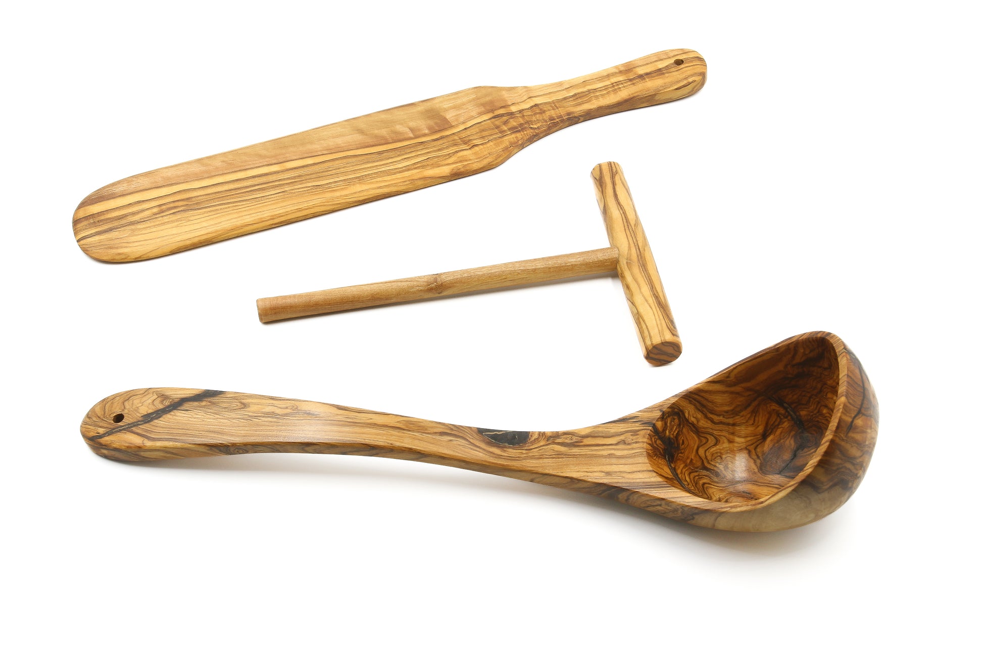 Discover the art of crepe and pancake making with the olive wood Professional set