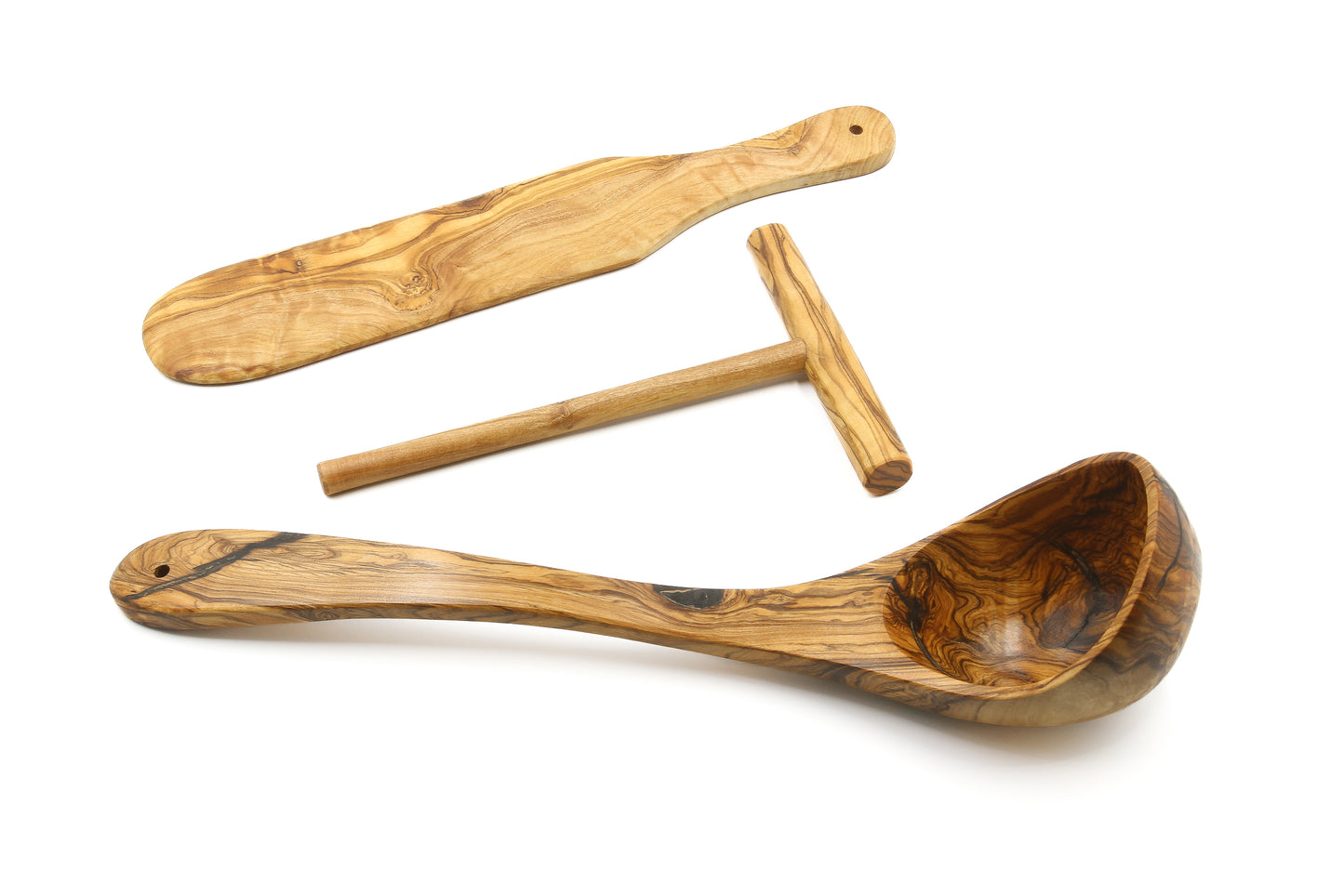 Crafted from olive wood, the Professional set for crepe and pancake lovers