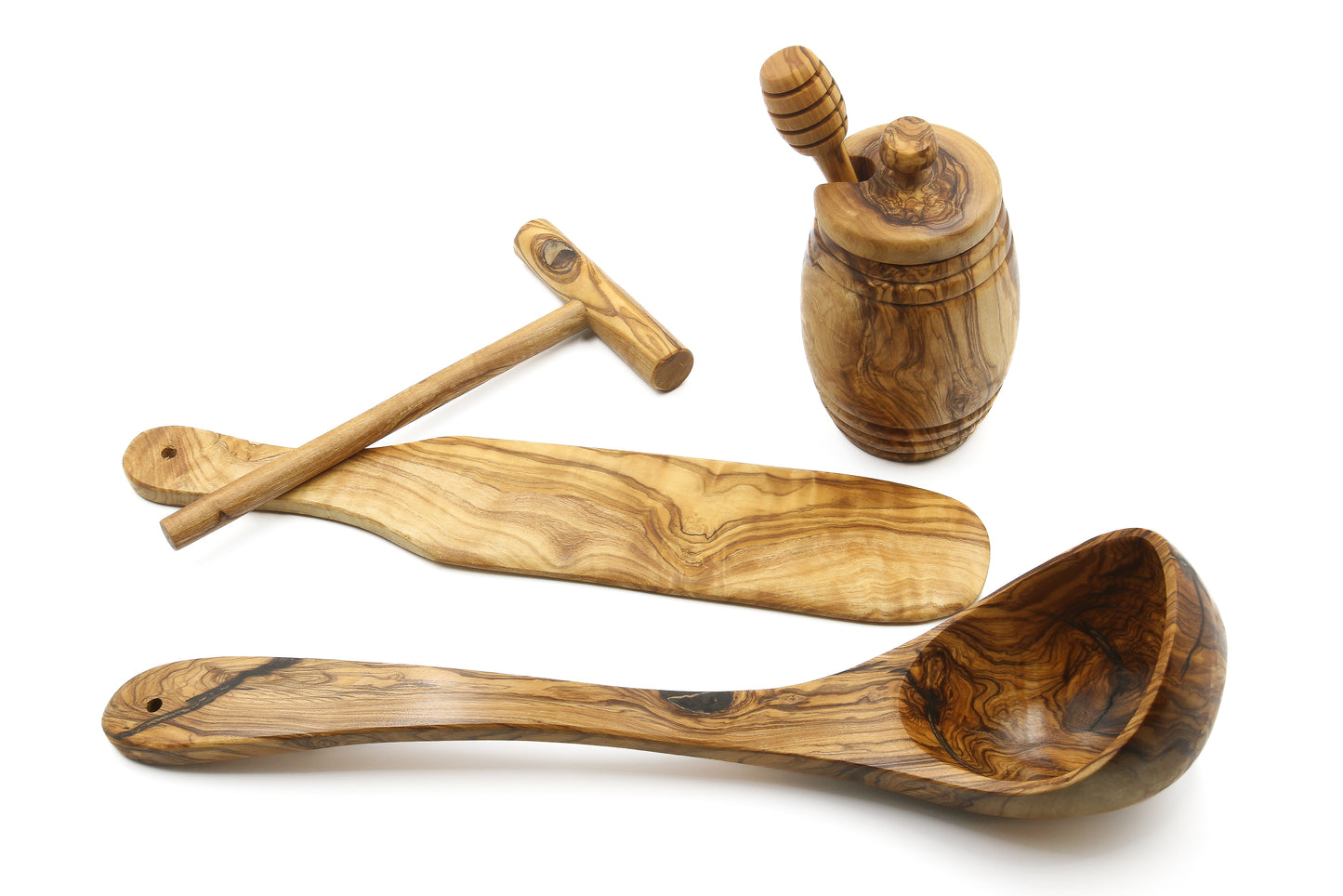 Crafted from olive wood, the Master set for crepe and pancake lovers
