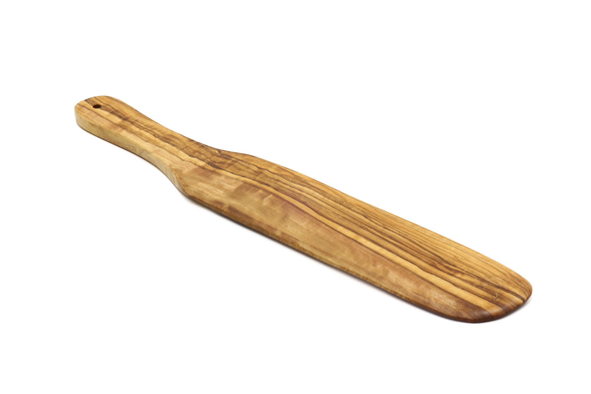 Hand-finished olive wood crêpe utensil for culinary tasks