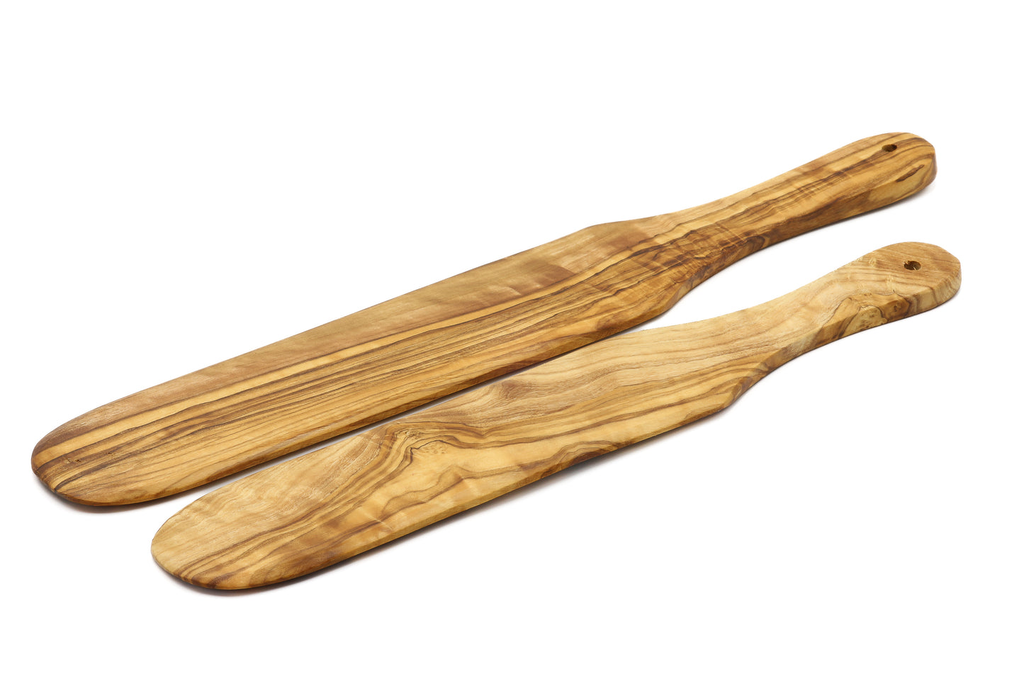 Olive wood crêpe flipper with a gracefully designed handle