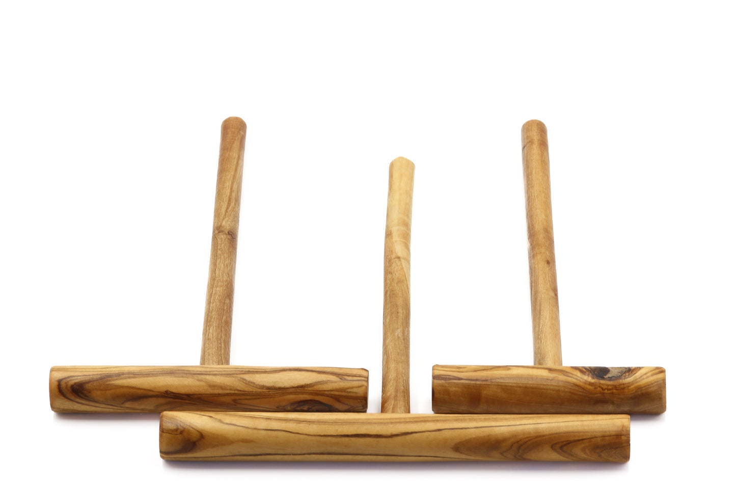 Hand-carved olive wood crêpe spreader for precise batter distribution