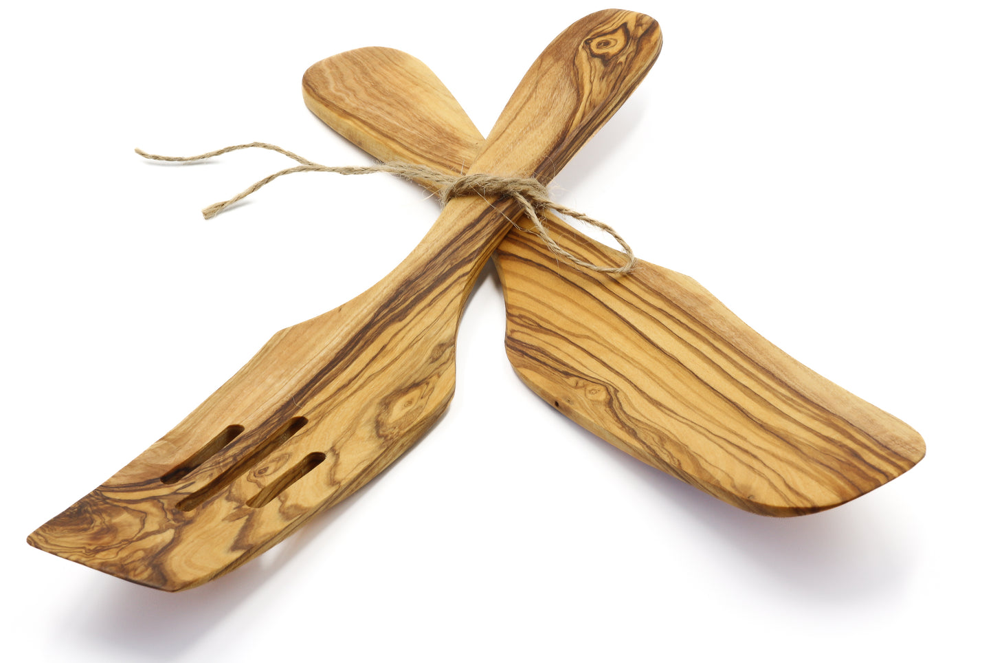 Olive wood utensil with a gracefully curved design