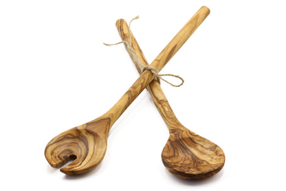 Olive wood salad server duo for tossing and serving salads