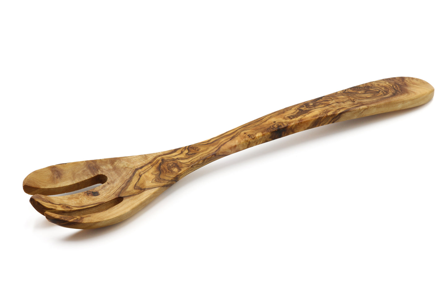 Handcrafted olive wood forked spoon for serving salads