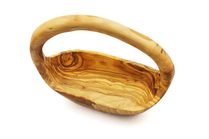 Olive Wood Fruit Serving Dish with Handle