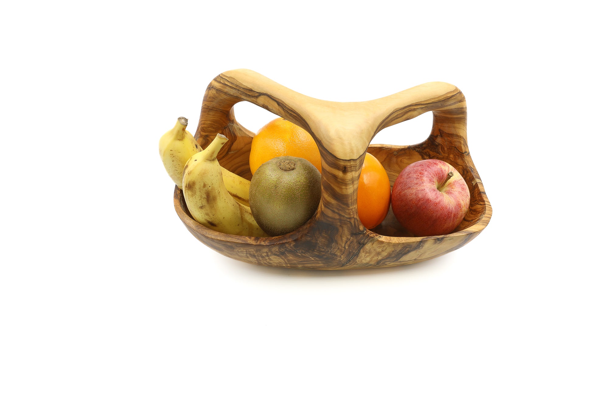 Olive Wood Fruit Bowl with Carrying Handle