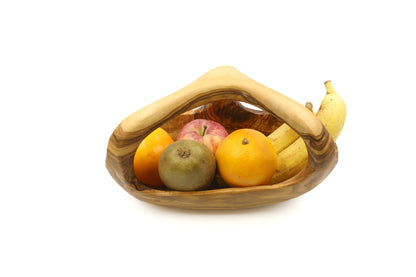 Olive Wood Fruit Basket with Grip