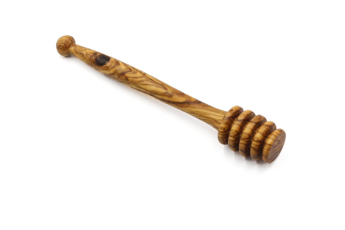 Natural olive wood honey dipper for your table