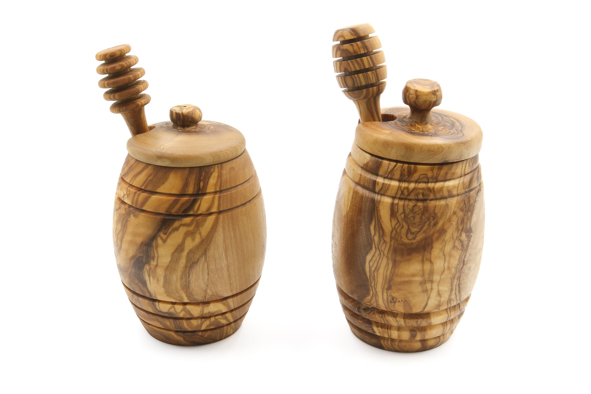 Unique olive wood kitchen accessory for storing and serving honey
