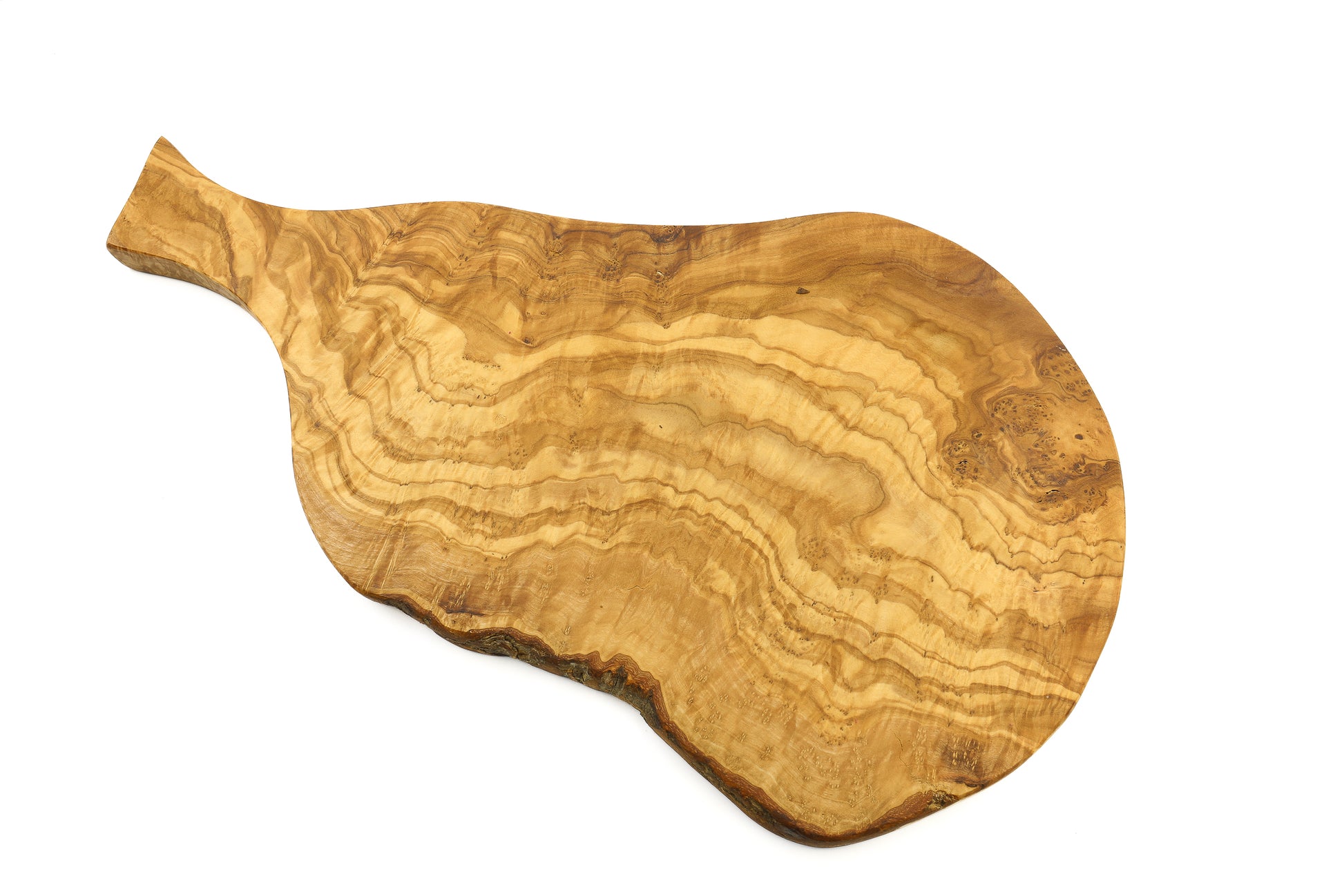 Unique olive wood cutting board with a beef thigh shape and an in-hand handle for a special cutting experience