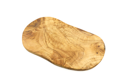 Artisan-made wooden cutting board in beautiful olive wood with a natural, organic design