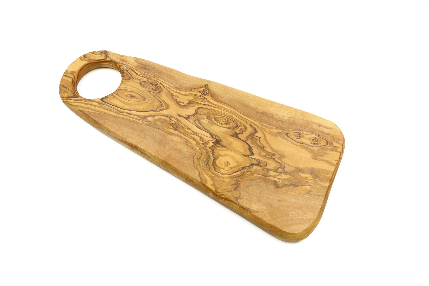 Oval-shaped olive wood serving board, chic presentation piece