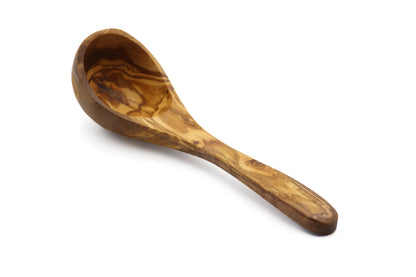 Hand-finished olive wood soup spoon serving utensil