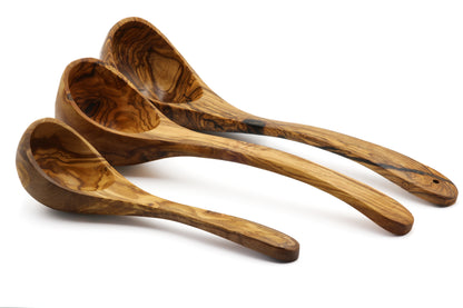 Rustic olive wood ladle for your kitchen