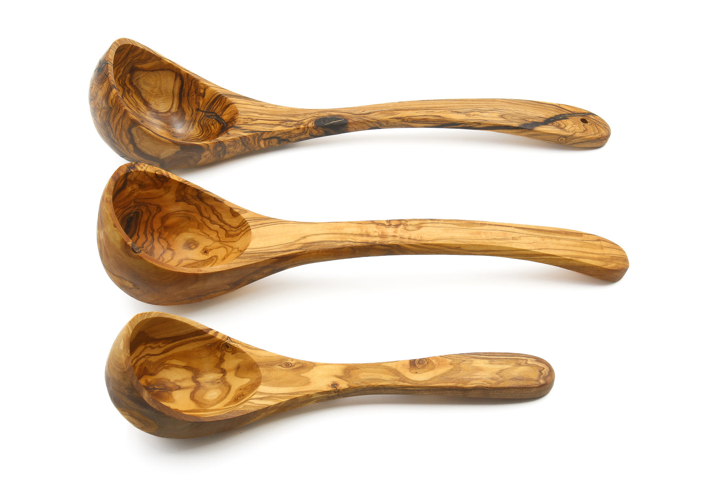 Olive wood soup serving ladle with a timeless design
