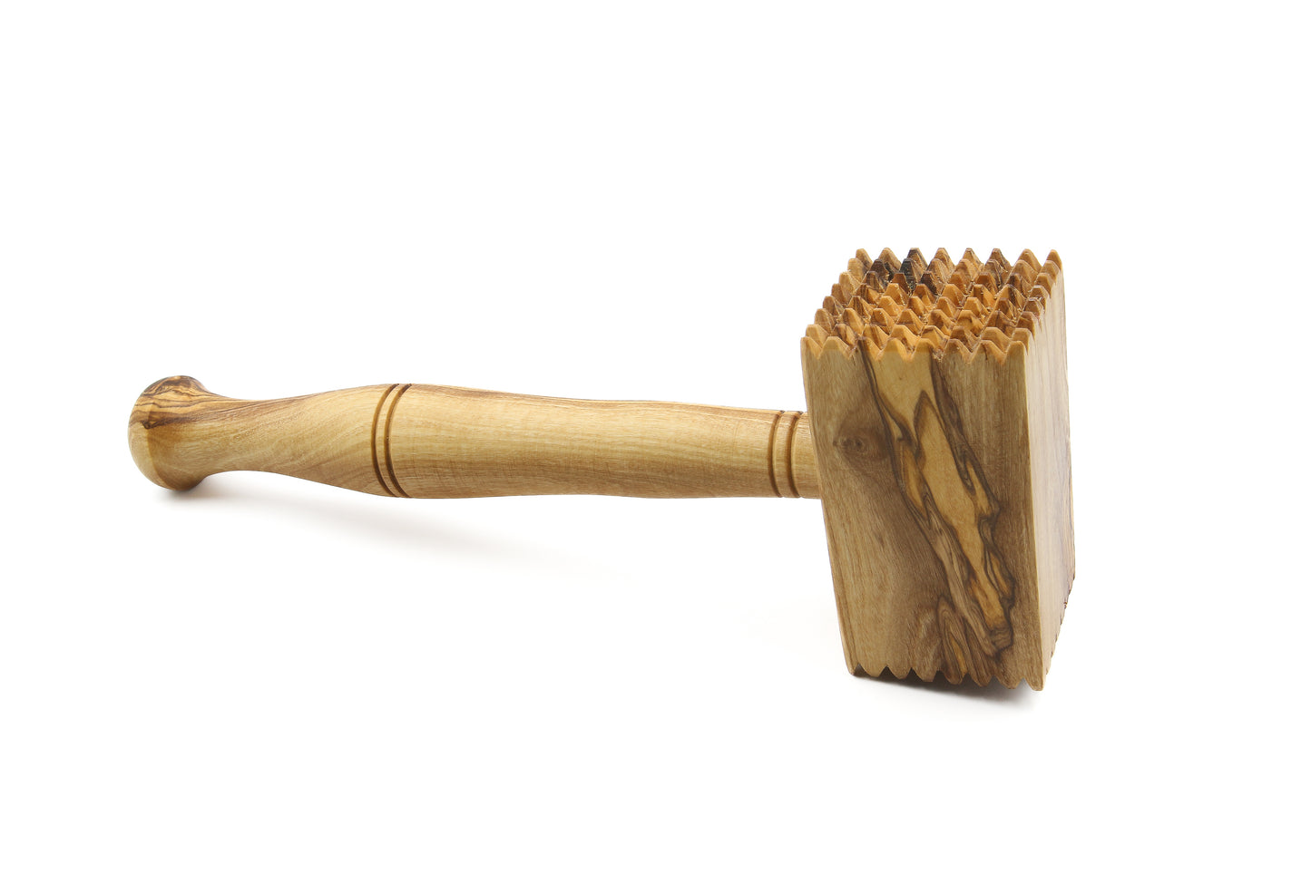 Olive wood mallet for tenderizing and flattening meat