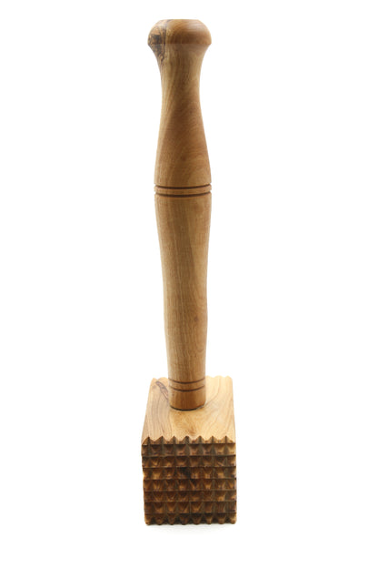 Hand-finished olive wood kitchen utensil for tenderizing