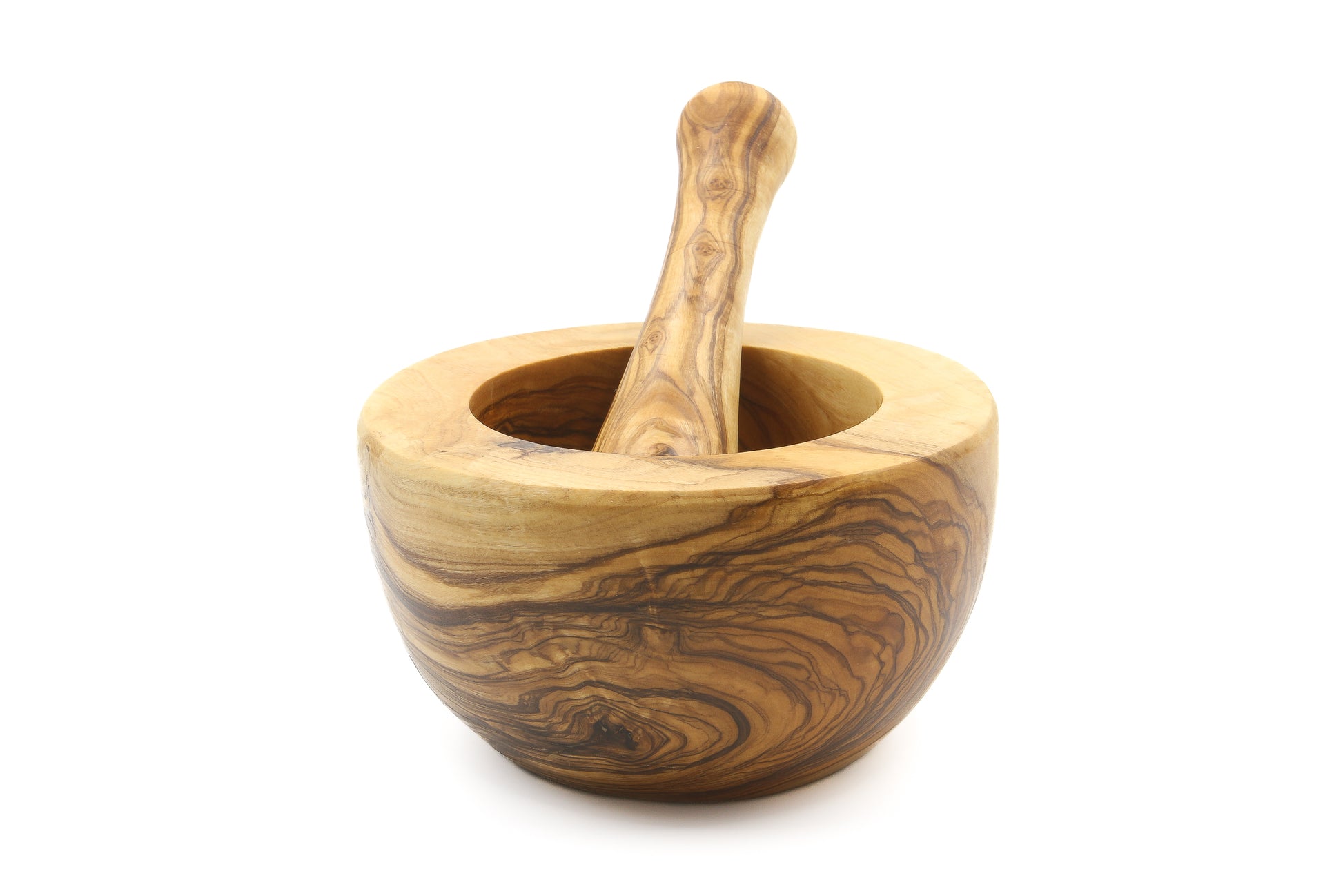 Artisan-crafted olive wood tool for grinding herbs and spices