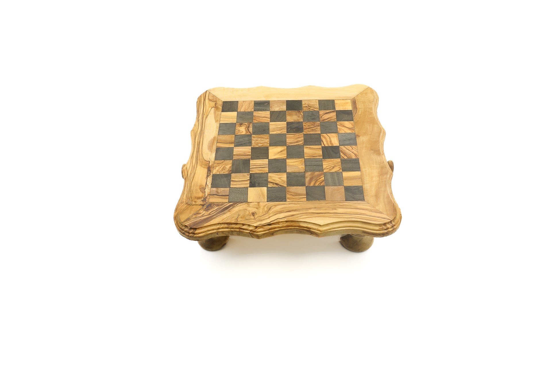 Rustic and hand-carved olive wood chess set with a natural appeal