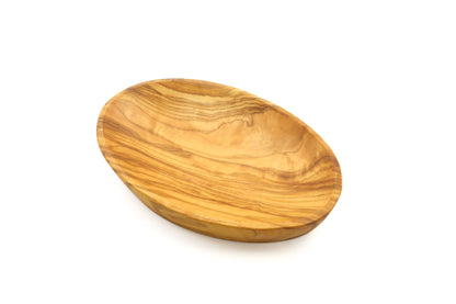 Artisan-crafted oval bowl and olive picker collection in olive wood