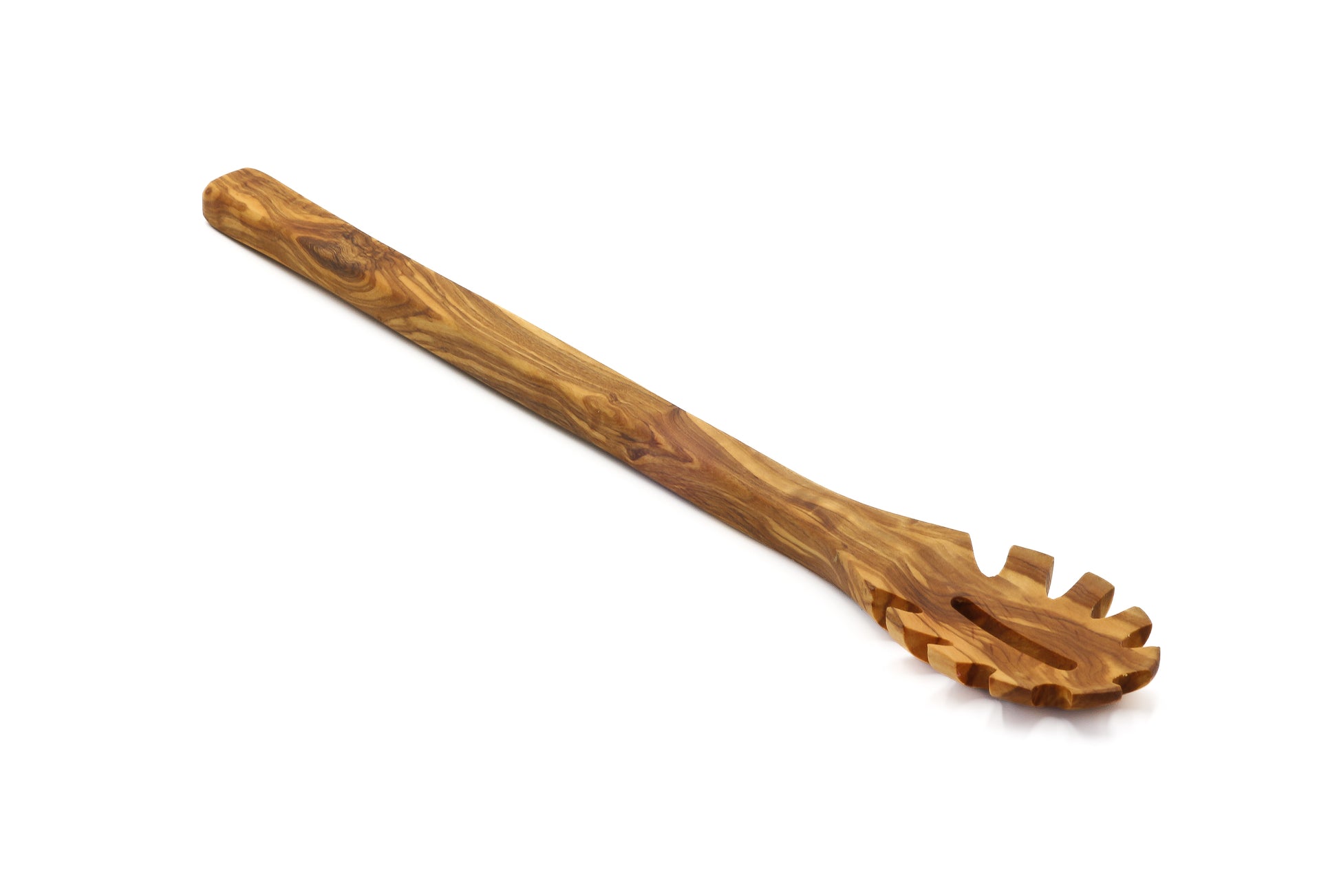 Olive wood hook spoon for serving delicious pasta dishes