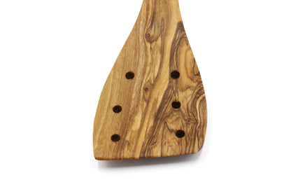 Natural olive wood slotted utensil