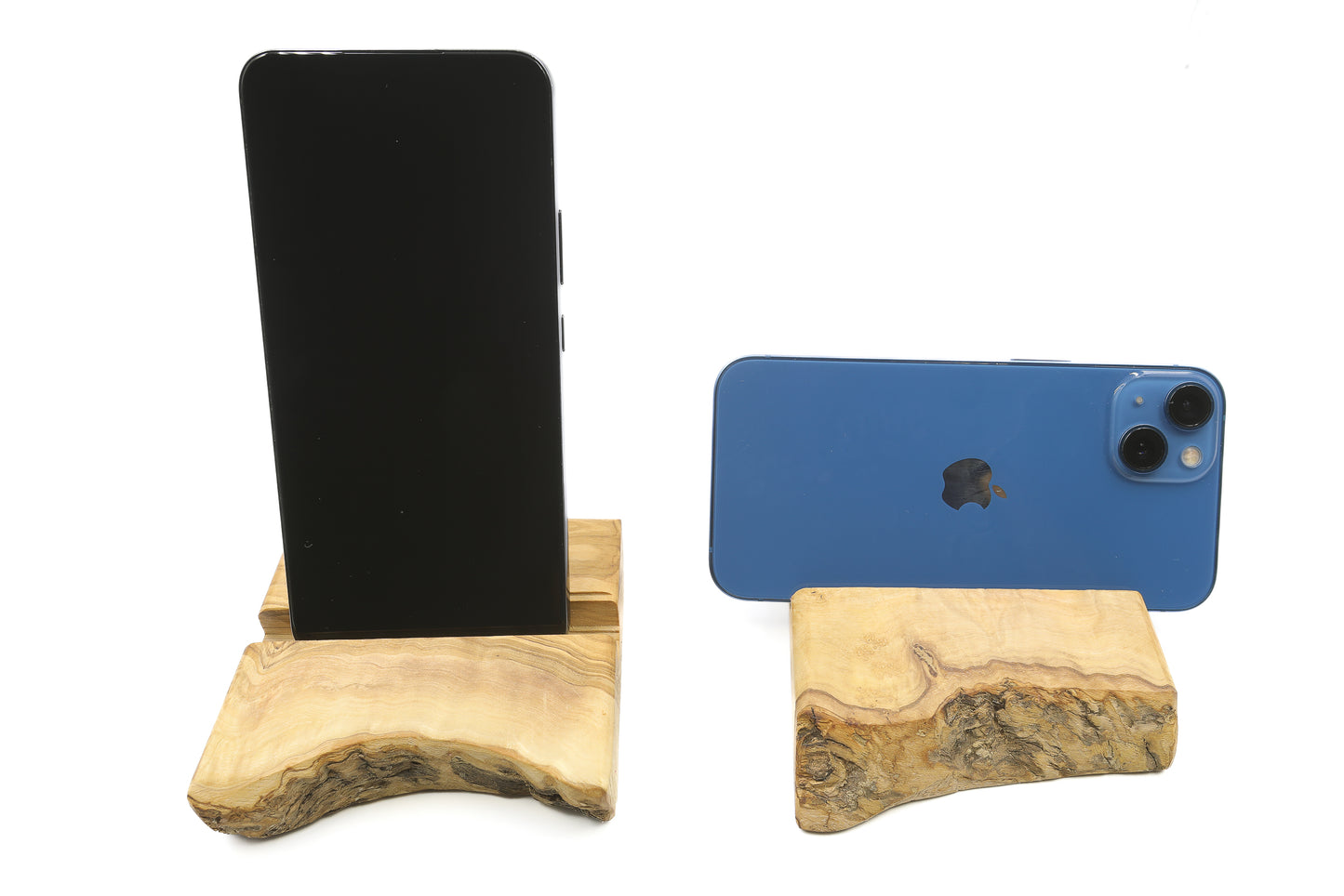 Elegant and durable phone holder crafted from olive wood