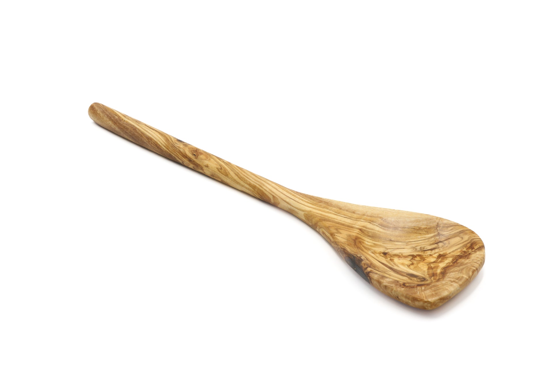 Hand-finished olive wood pointed stirring spoon