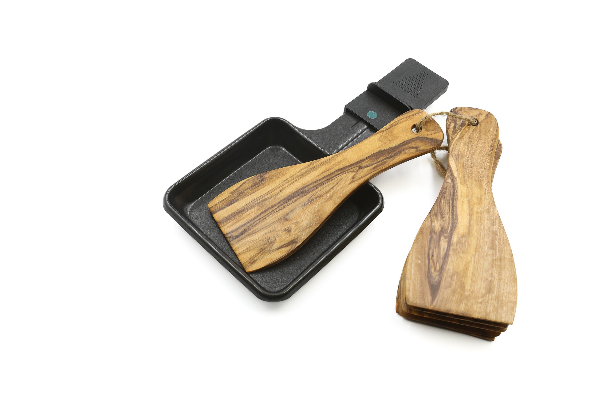 Olive wood spatula ensemble for raclette enthusiasts, set of 6