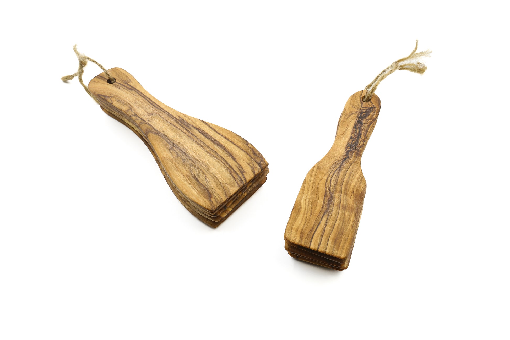 Olive wood raclette spatula set with 6 finely designed pieces
