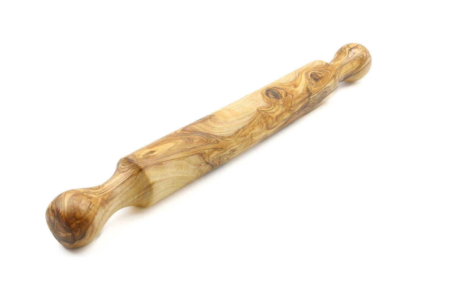 Artisan-made rolling pin in beautiful olive wood