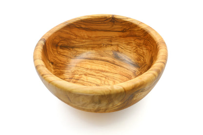 Round olive wood bowl, included in the aperitif gift set