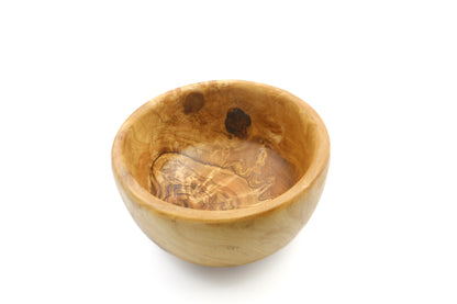 Artisanal round olive wood serving bowls