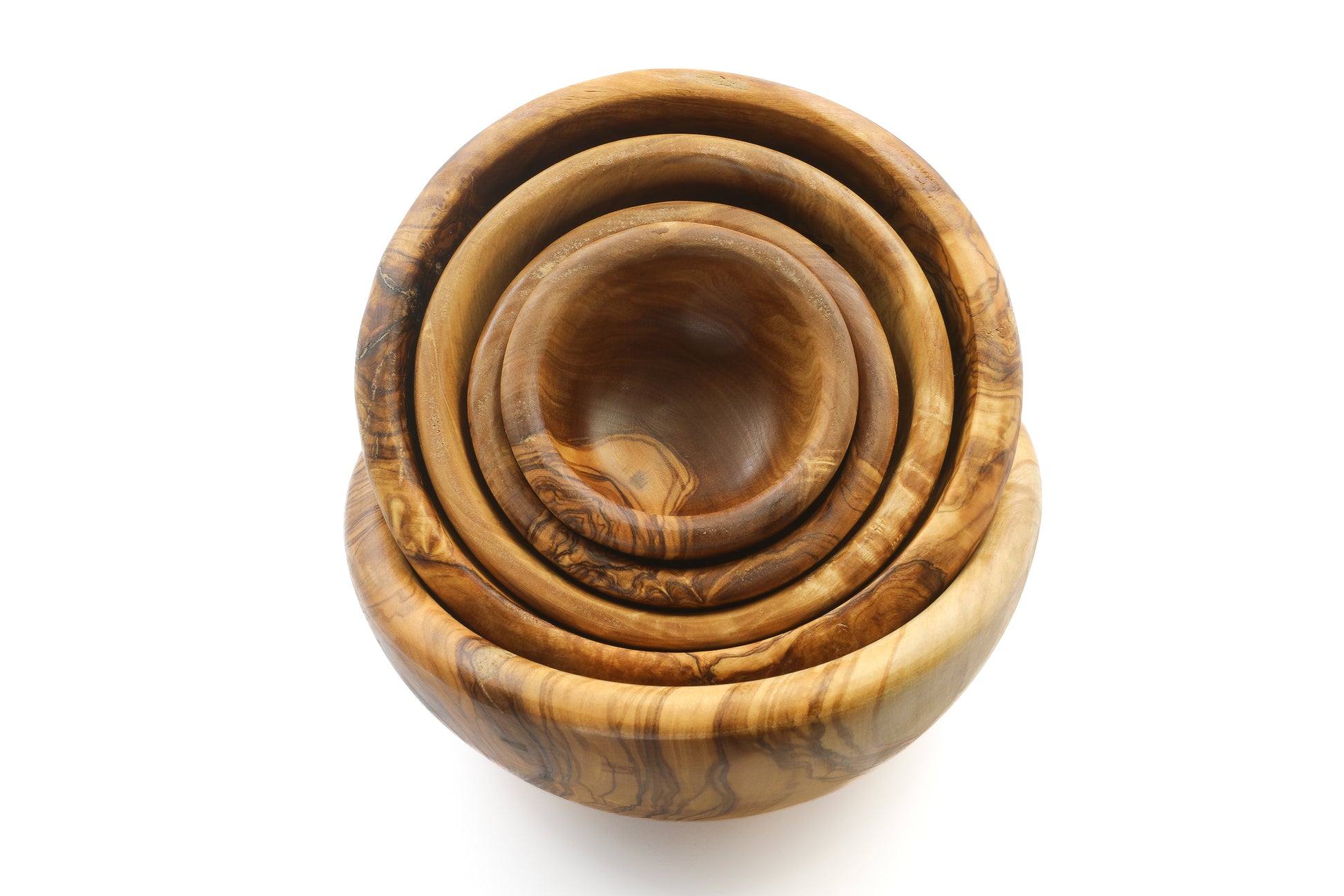 Olive wood bowls in a nesting set