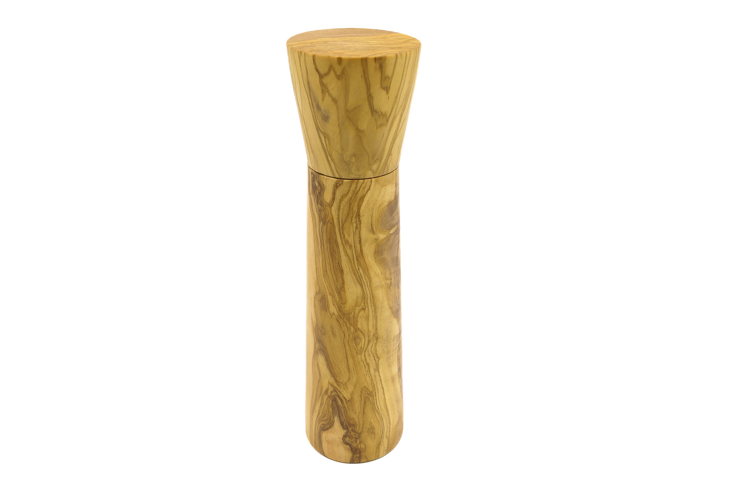 Handcrafted olive wood salt and pepper mills with ceramic grinding mechanism