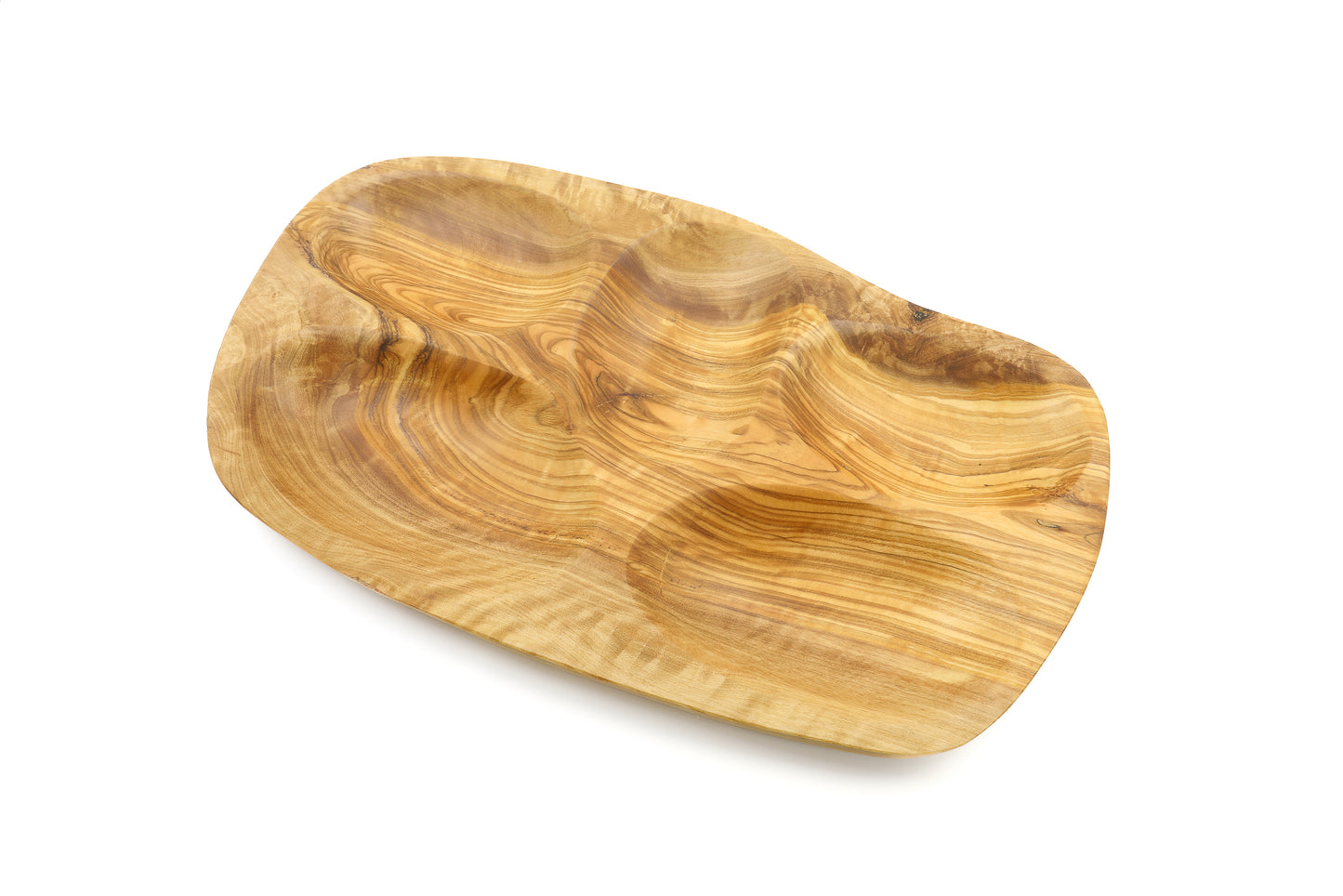 Durable and stylish olive wood sectional tray for serving appetizers