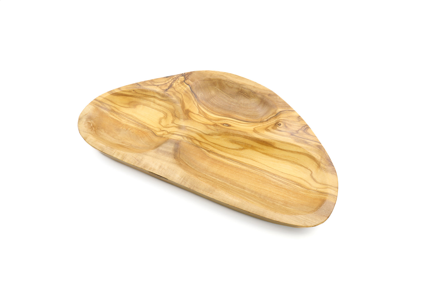 Artisan-made wooden serving tray in beautiful olive wood, with distinctive sections