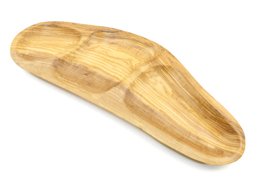 Irregular shape olive wood appetizer tray, sectional tray