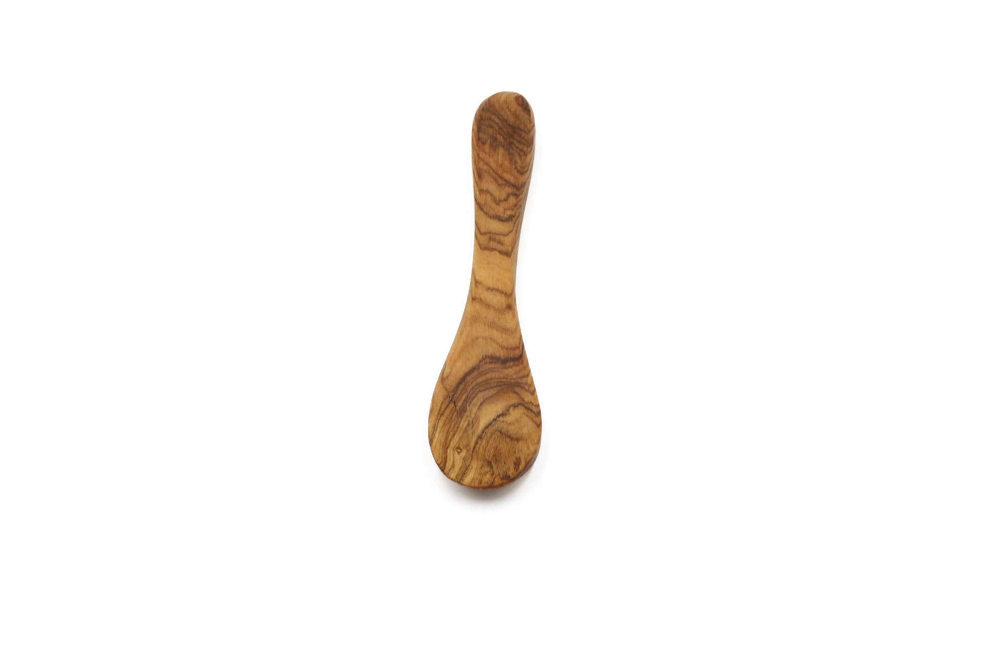 Tiny spoon crafted from olive wood