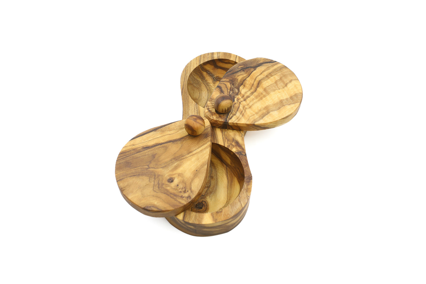 Unique olive wood kitchen accessory for storing salt and spices